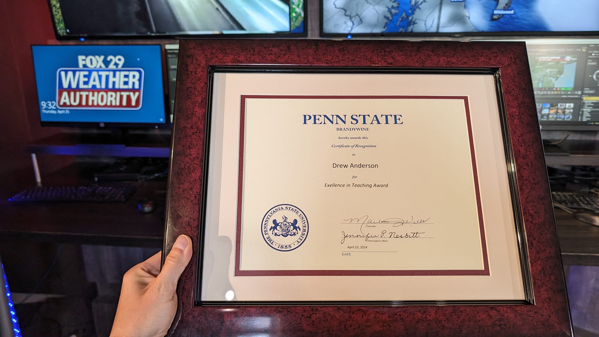 Drew's teaching excellence award